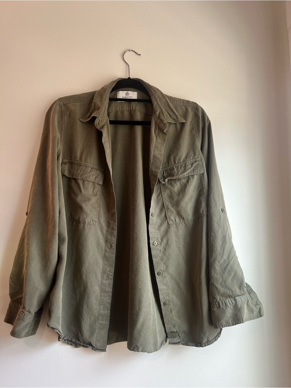 Babaton Olive Green Utility Shirt Jacket